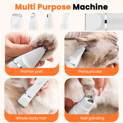 Dog Hair Clippers, Dog Grooming Kit for Thick Hair, Low Noise Dog Shaver Clipper with 4 Comb Guides, White