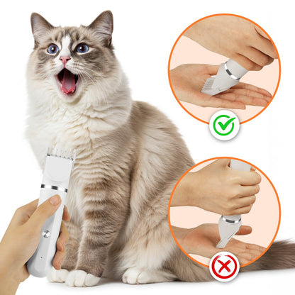 Dog Hair Clippers, Dog Grooming Kit for Thick Hair, Low Noise Dog Shaver Clipper with 4 Comb Guides, White